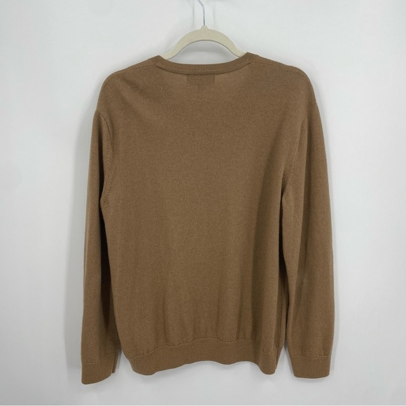 BANANA REPUBLIC Sweater Mens Large Tan Merino Wool V Neck Classic Pullover - Picture 5 of 9